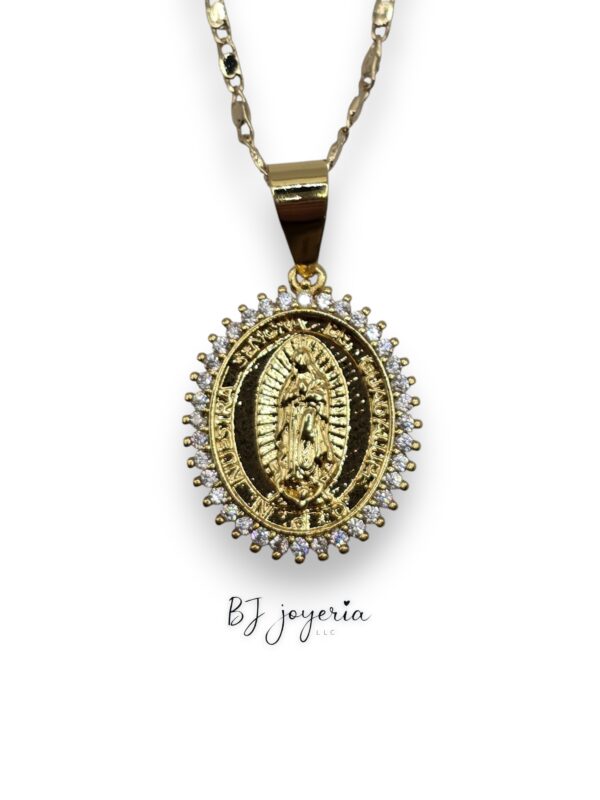 COPPER CHAIN WITH A VIRGIN AT GUADALUPE PENDANT (1130)
