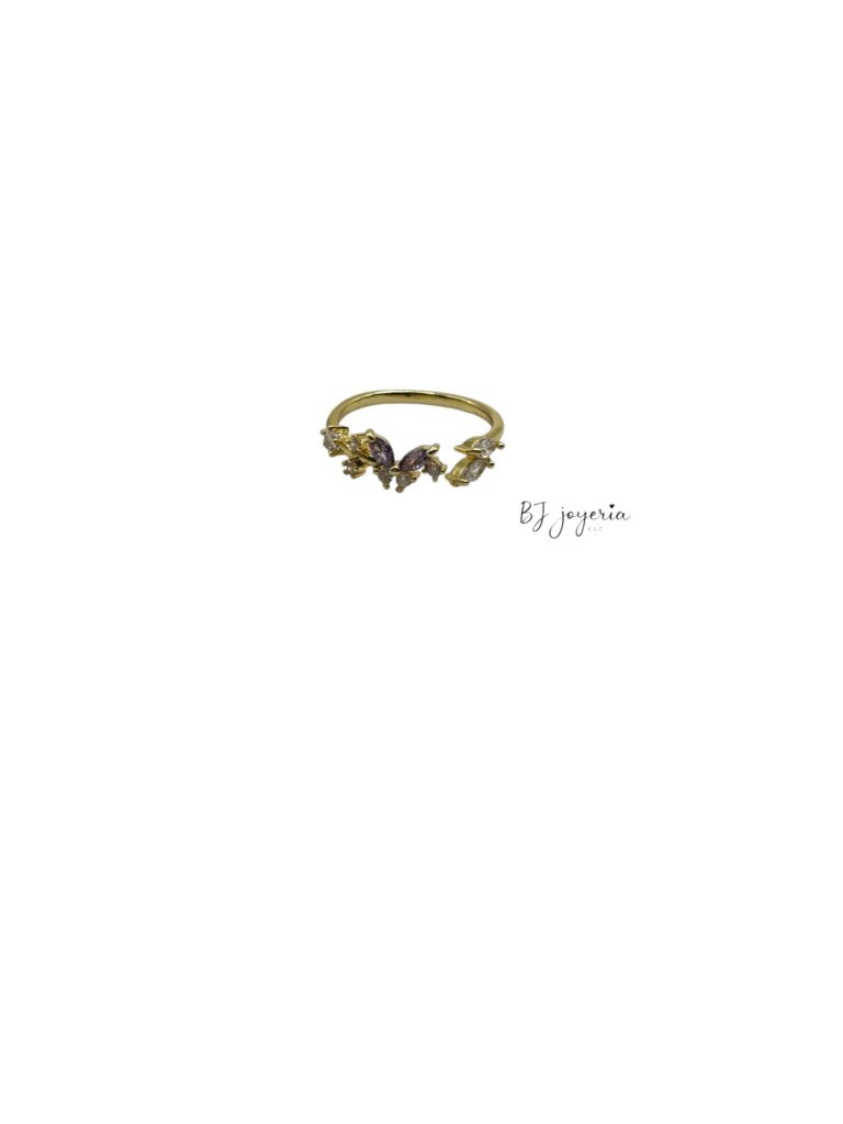 COPPER PURPLE BUTTERFLY RING (0164)