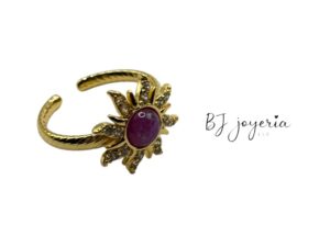 COPPER SUNBURST BRIGHT PINK RING (0708)