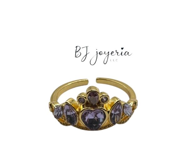 COPPER PURPLE CROWN RING (0875)