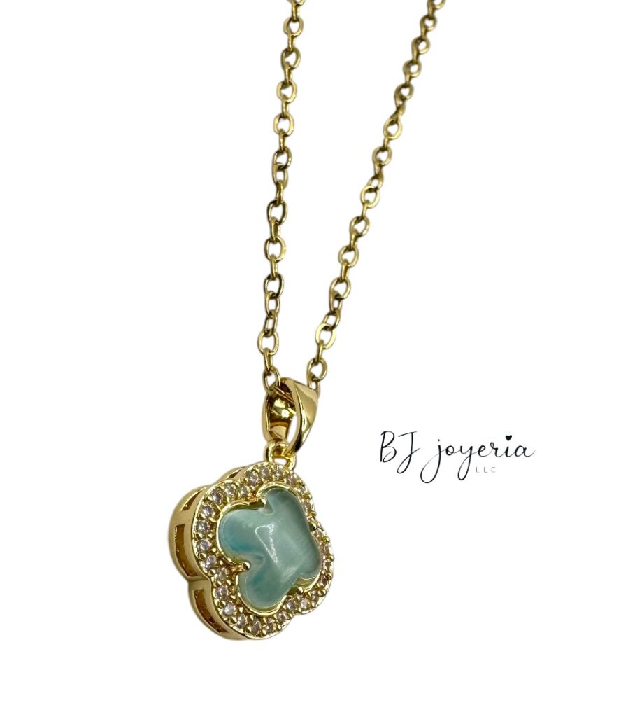 COPPER CHAIN AND BLUE FLOWER PENDANT (1756)