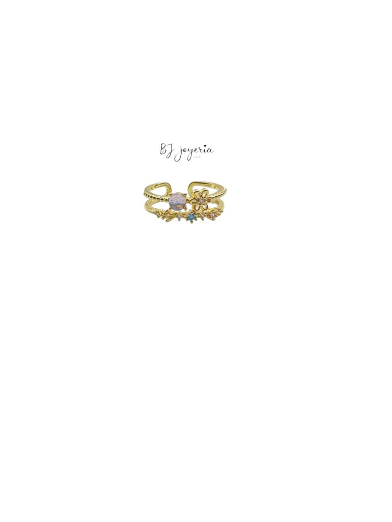 COPPER STACKED FLOWER RING (0166)