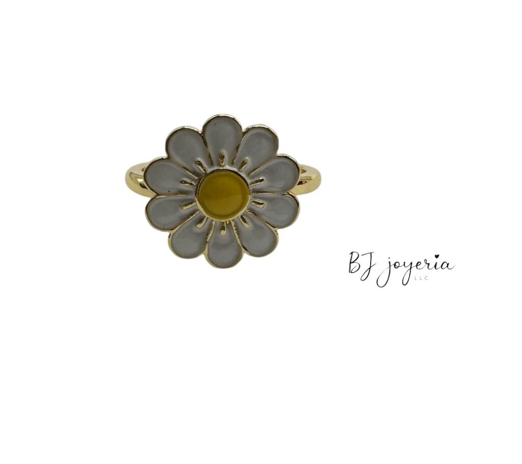COPPER WHITE FLOWER RING (0867)
