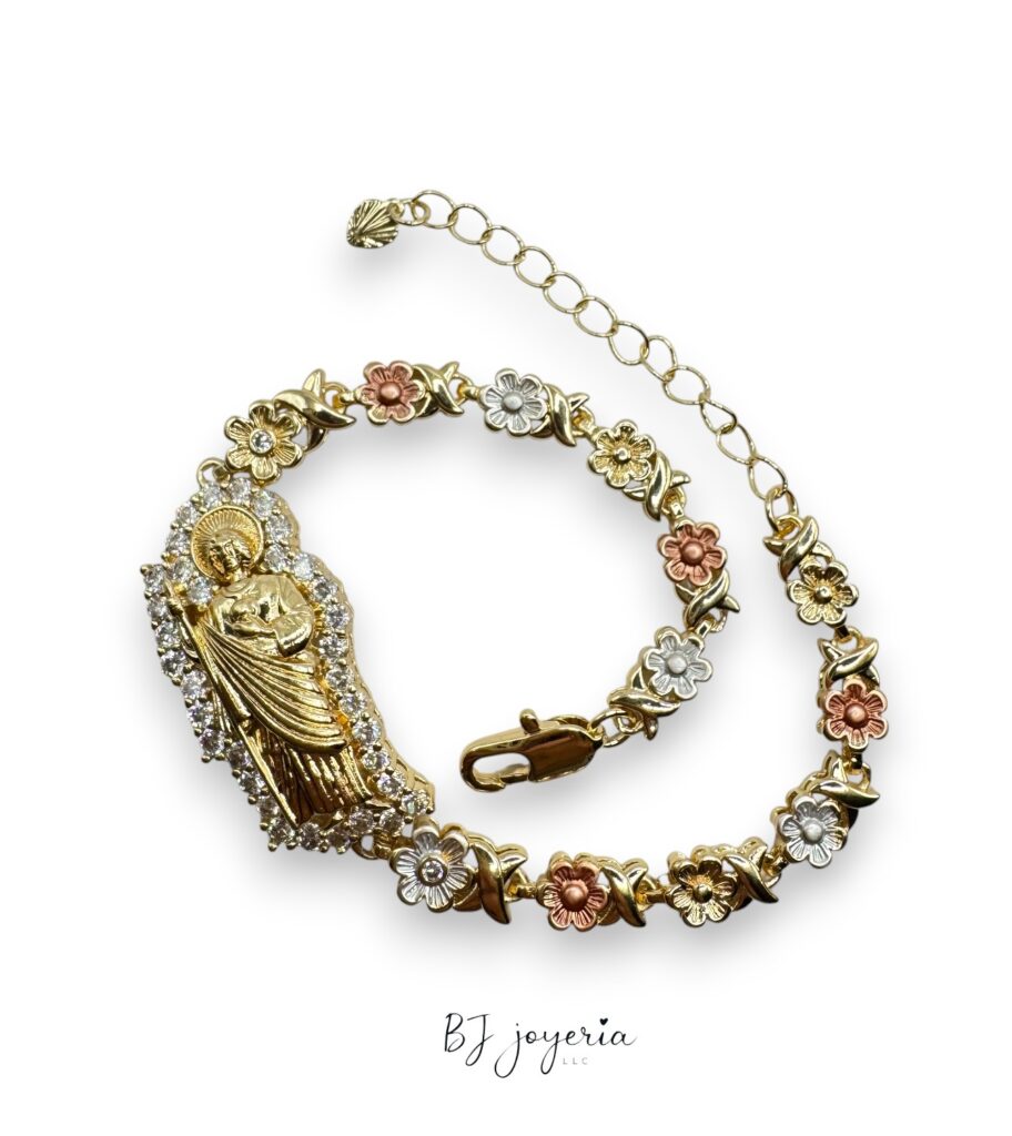 COPPER WHITE ST JUDE FLOWER BRACELET (1027)