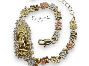 COPPER VIRGIN MARY FLOWER BRACELET (1007)
