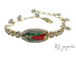 COPPER VIRGIN MARY WITH SPARKLY CHARMS BRACELET (1040)