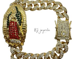 COPPER VIRGIN MARY SPARKLE CUBAN BRACELET (0724)