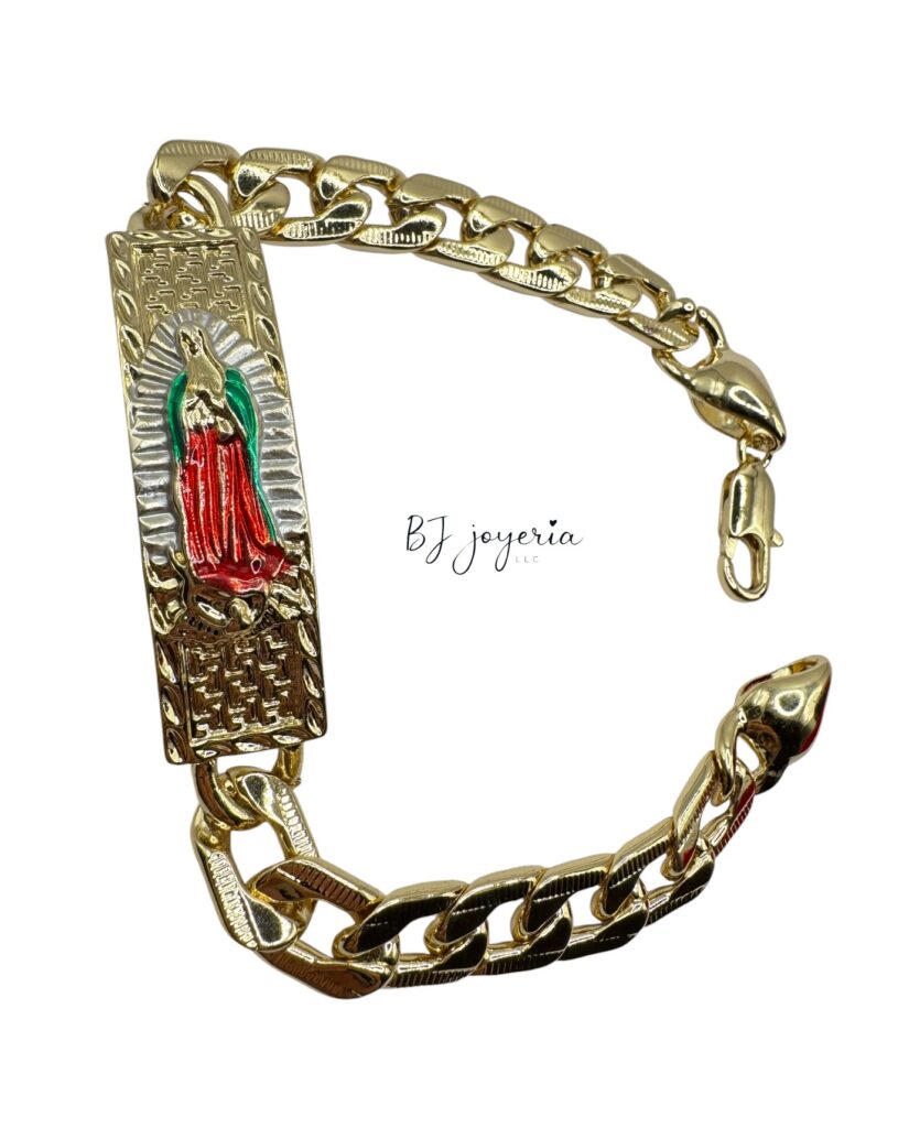 COPPER VIRGIN MARY CUBAN BRACELET (1025)