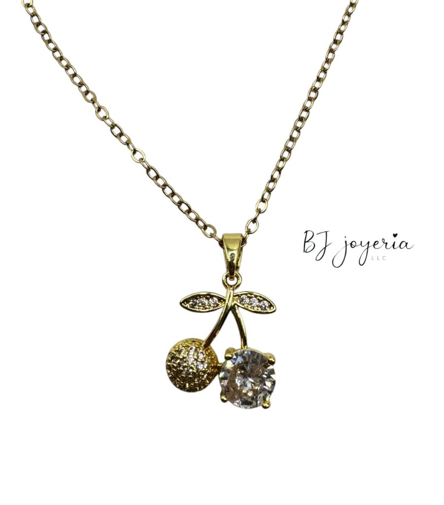 COPPER CHAIN WITH WHITE CHERRY PENDANT (1707)