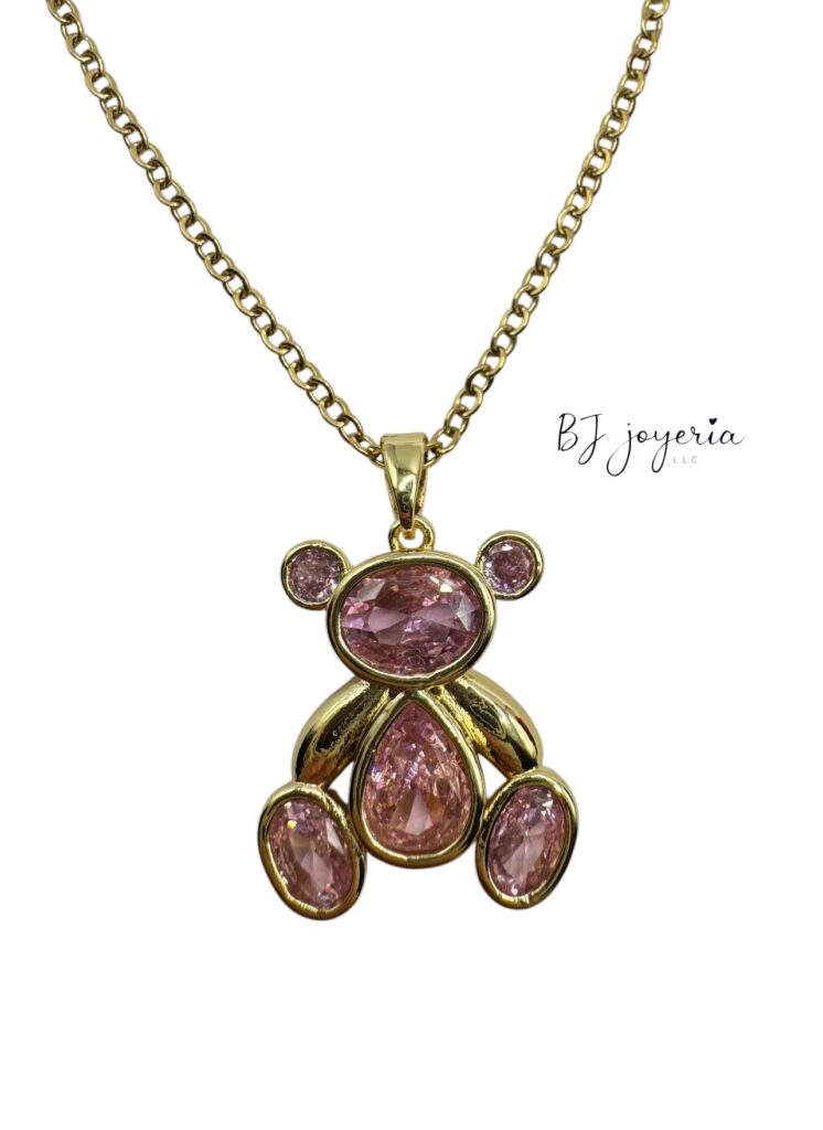 COPPER CHAIN WITH PINK BEAR PENDANT (1746)