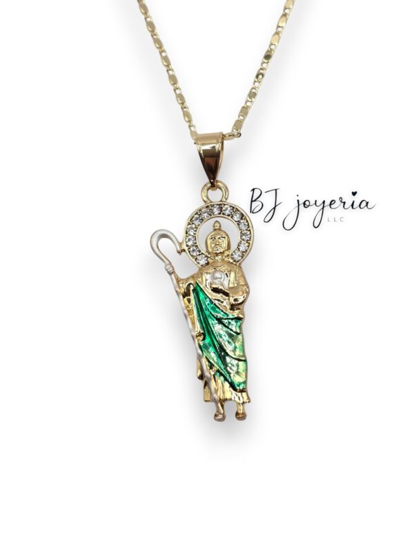 COPPER ST JUDE GREEN PENDANT AND CHAIN (1938)