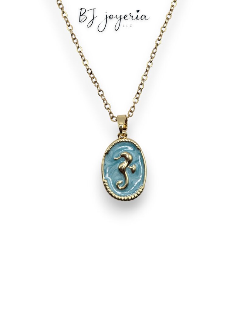 COPPER SEAHORSE PENDANT AND CHAIN (1129)