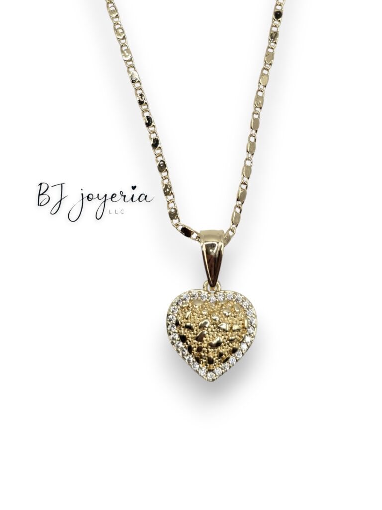 COPPER NUGGET HEART PENDANT AND CHAIN (1214)