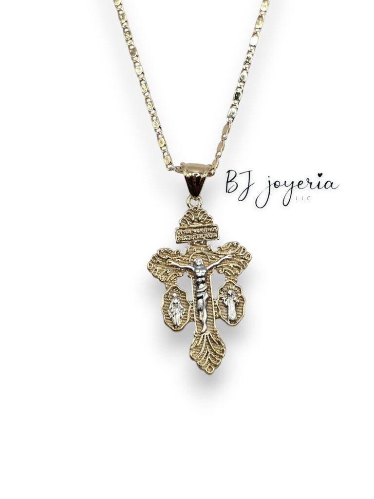 COPPER CHAIN AND CROSS WITH CRIST (0114)