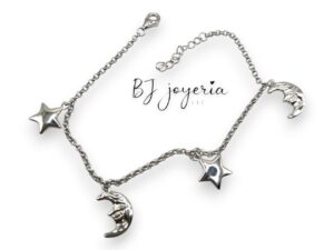 BRACELET WITH STAR AND MOON CHARMS 7 - 8 INCH (0806)