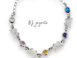 BUTTERFLY  WITH COLORS BALL BRACELET 7.5 INCH (0107)