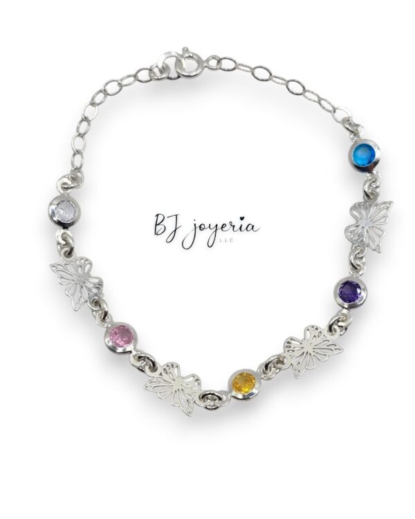 BUTTERFLY  WITH COLORS BALL BRACELET 7.5 INCH (0107)
