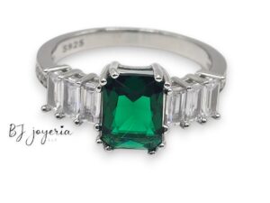 GREEN SQUARE RING (SILVER\925) (0306)