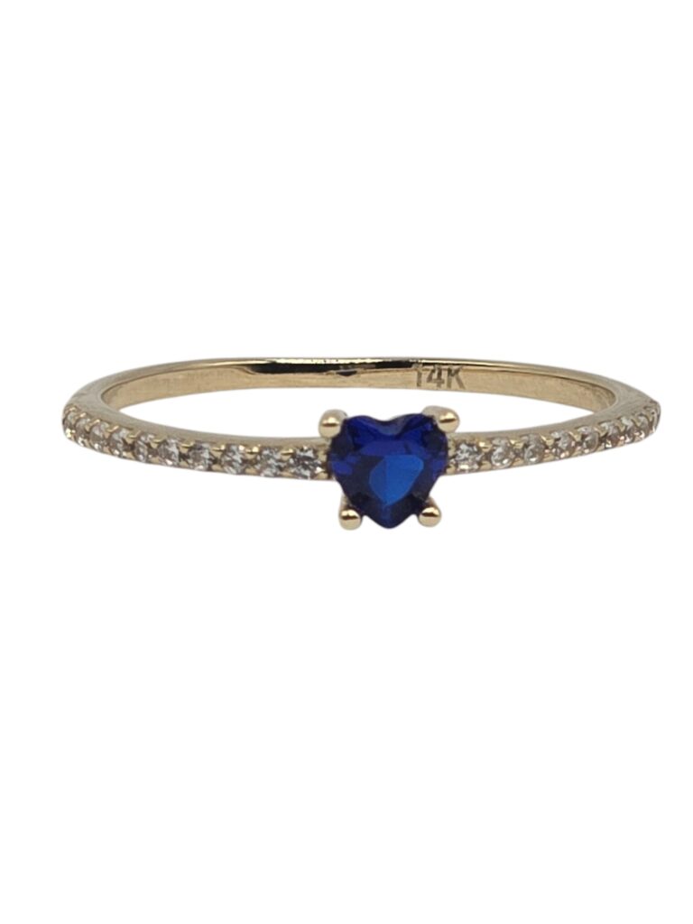 ROYAL BLUE HEART RING #8 14 K(10055)