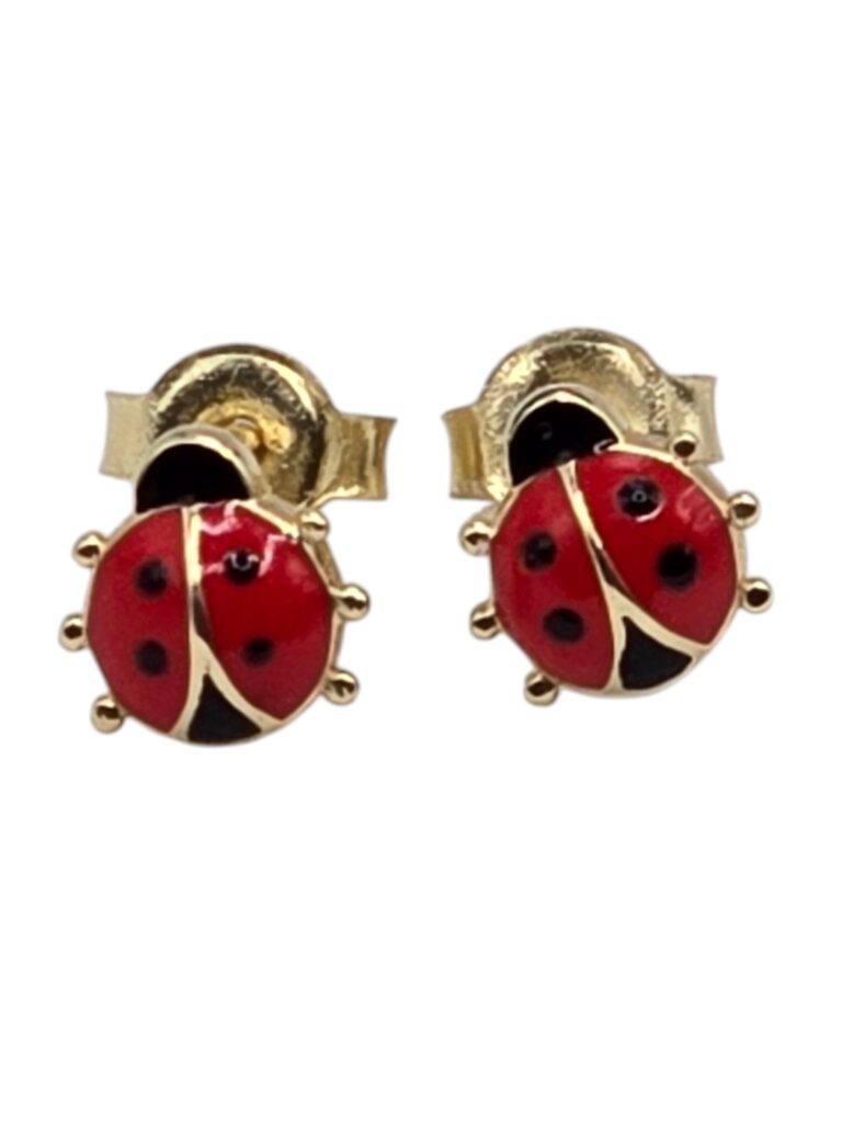 LADYBUG STUD EARRINGS 14 K(10059)
