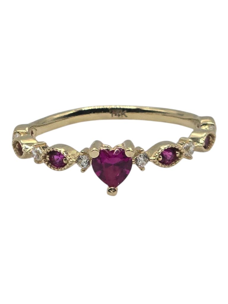 PINK SWEETHEART  RING #7 14 K(10053)