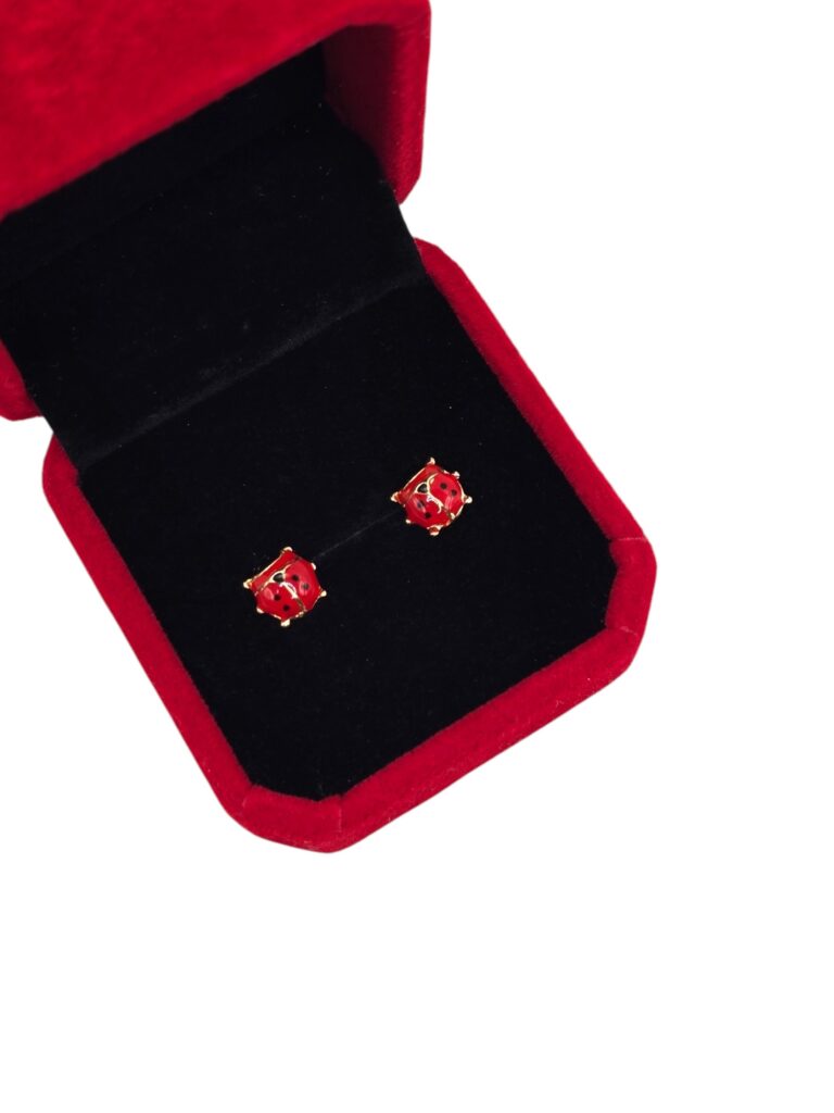 SWEET LADYBUG STUDS 14 K(10026)