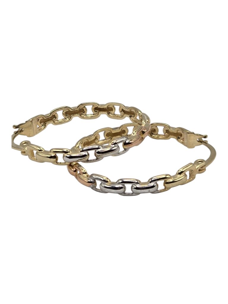 THREE TONES HOOP EARRINGS 14 K(10038)