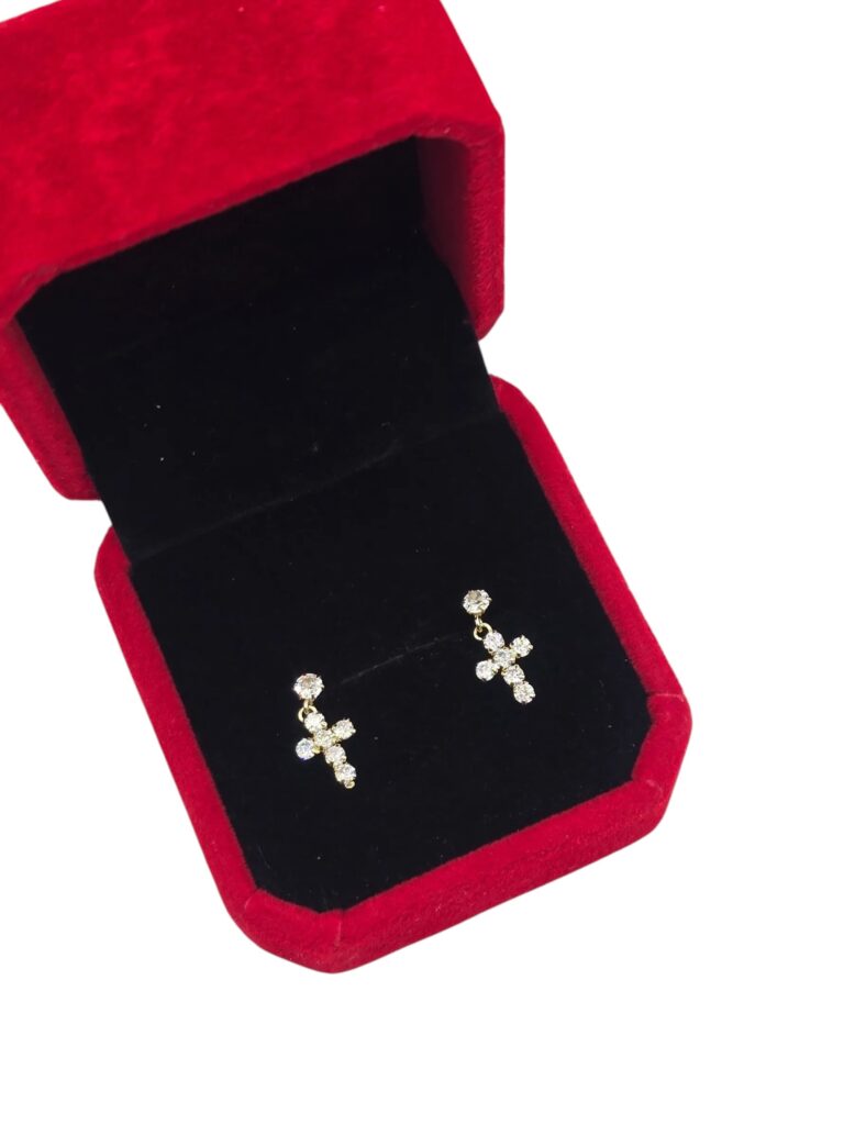FAITH CROSS STUDS 14 K(10016)