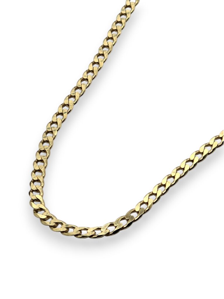 SILVER 925 GOLDEN CUBAN CHAIN 20 INCH - 3MM (1342)