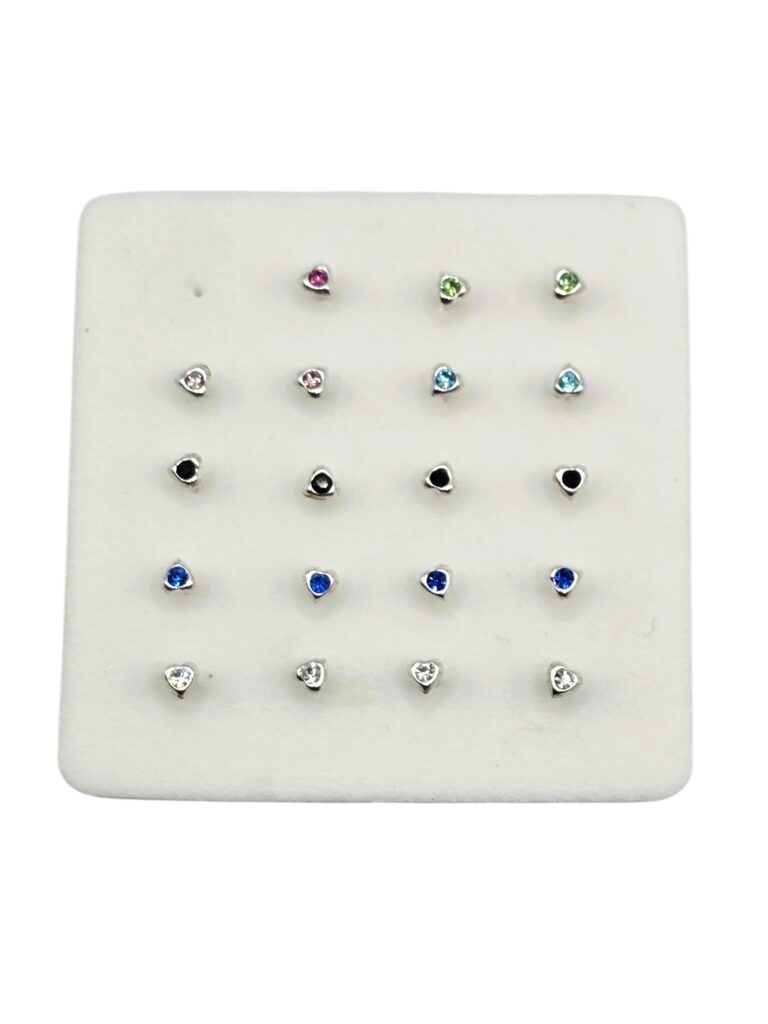 SILVER HEART NOSE STUD WITH BALL (1377)