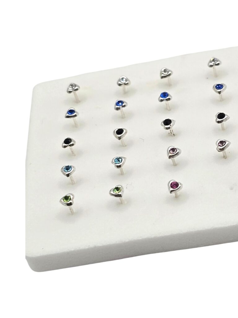 SILVER HEART SHAPED NOSE STUD (1374)