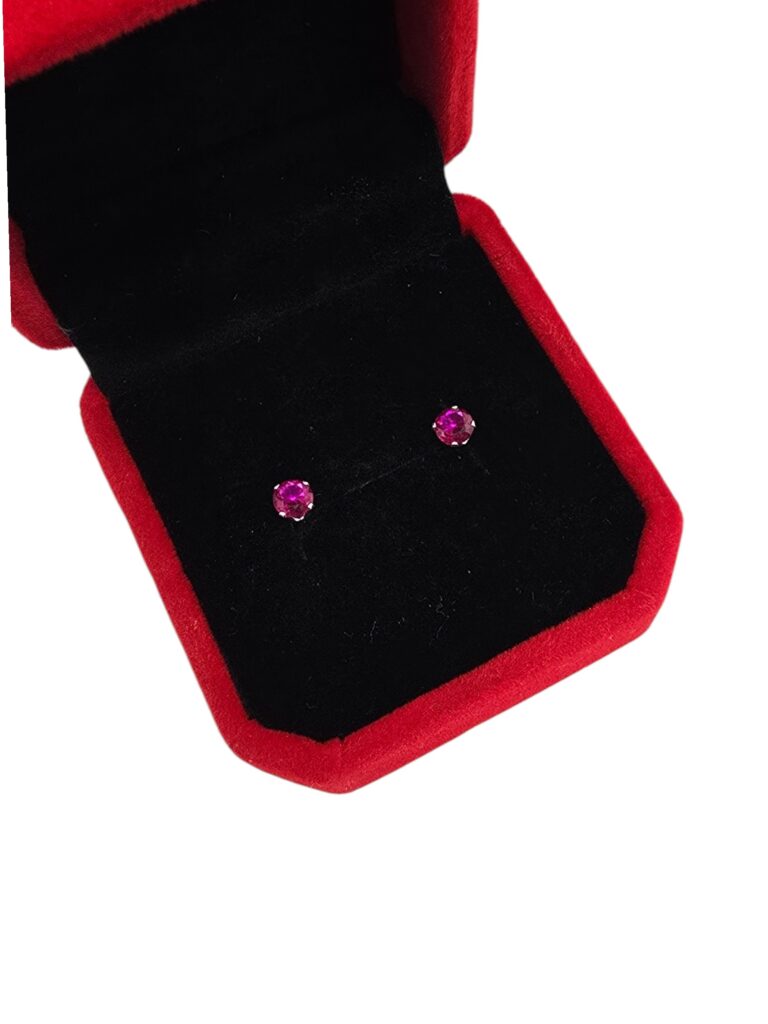 SILVER FUCHSIA ZIRCONIA EARRINGS (1381)