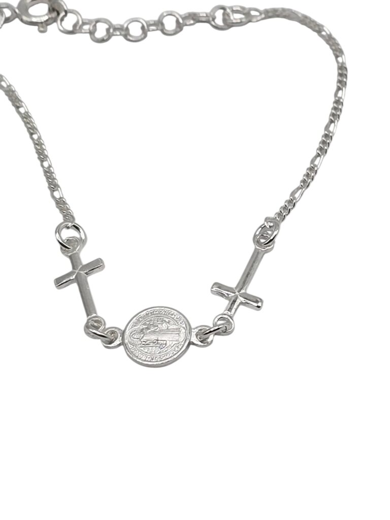 SILVER ST. BENEDICT CZ BRACELET (1389)