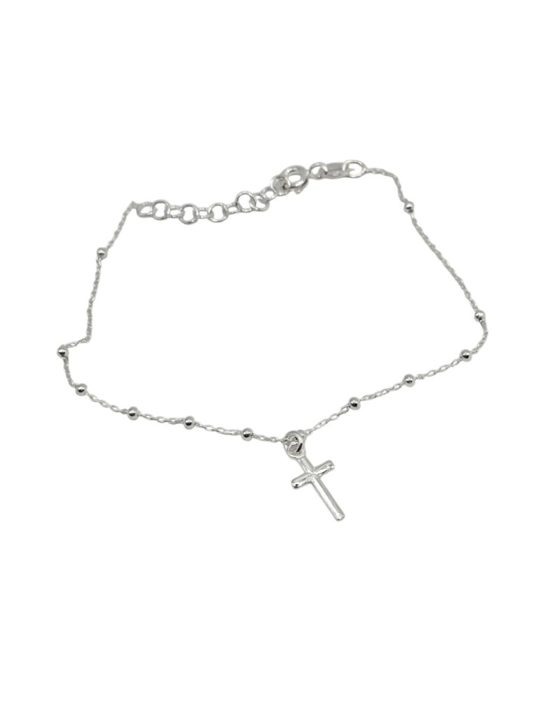 SILVER DELICATE CROSS BRACELET (1395)