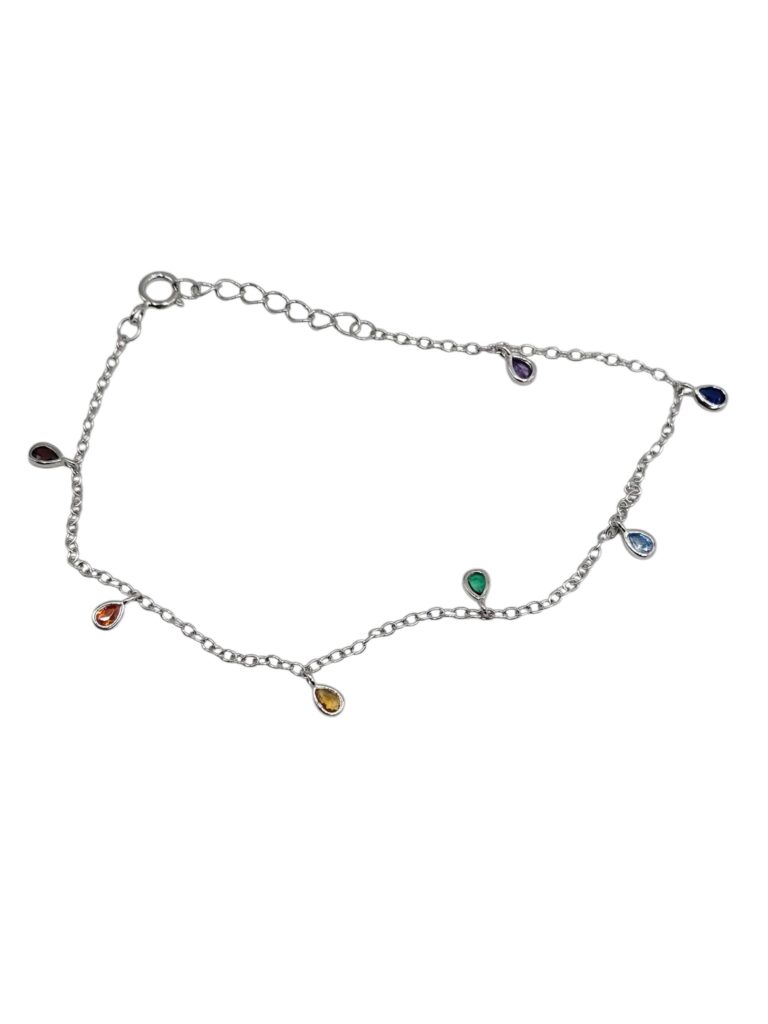 SILVER RAINBOW DROP BRACELET (1394)