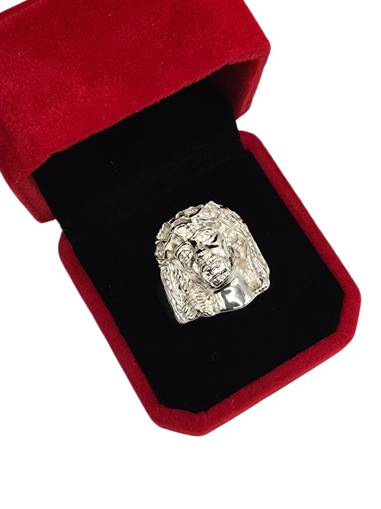 SILVER JESUS MEN'S RING (1418)