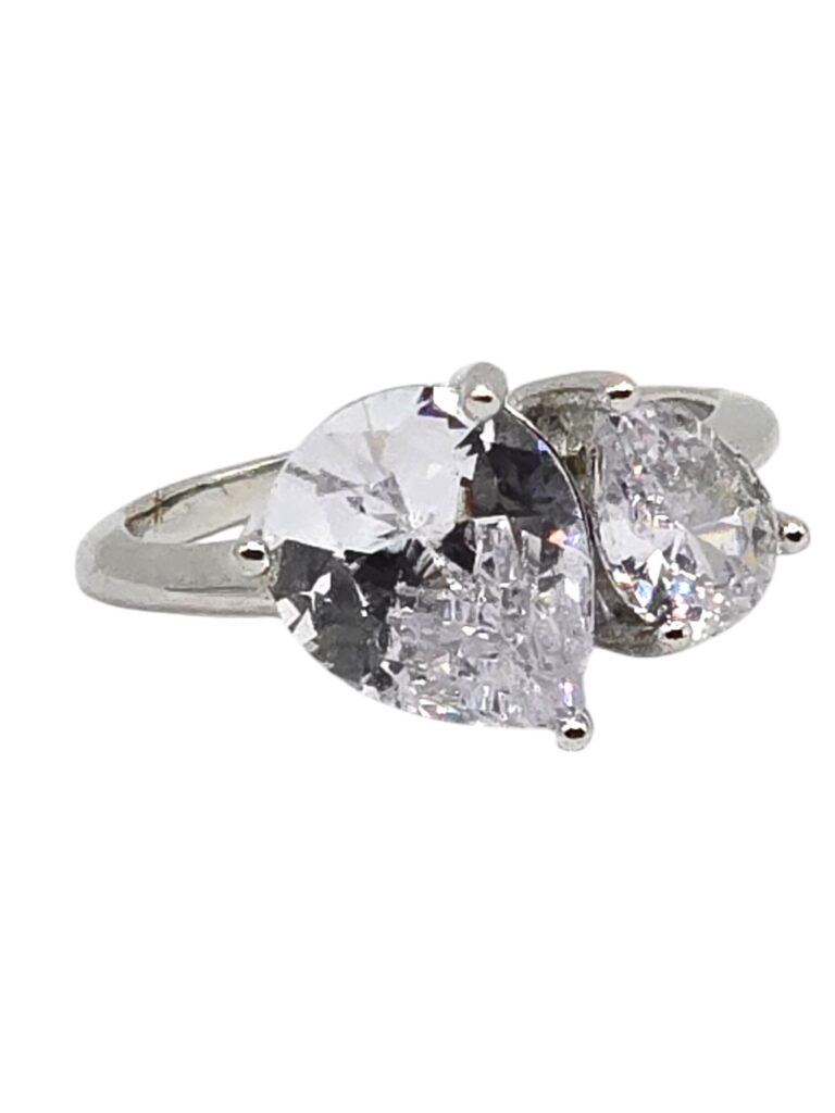 SILVER TWIN DROPS RING (1409)