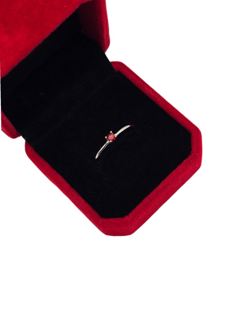 SILVER TINY RED RING (1405)
