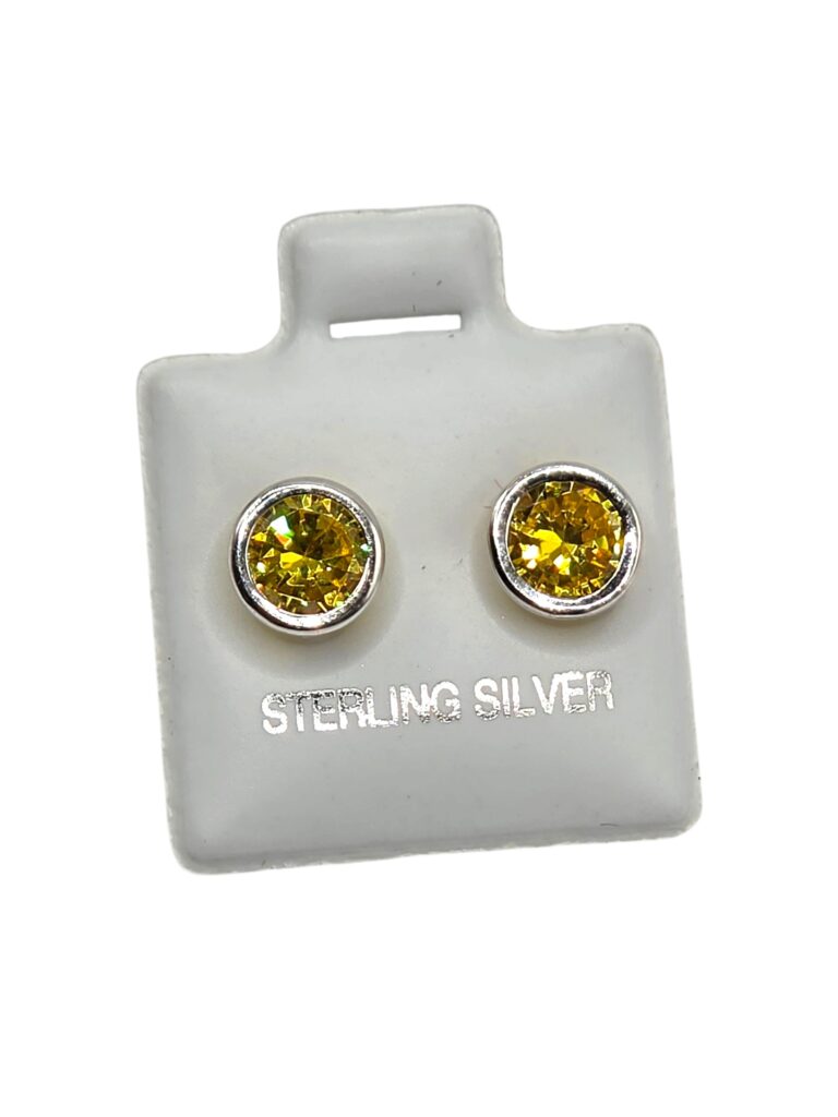 SILVER YELLOW EARRINGS (1482)
