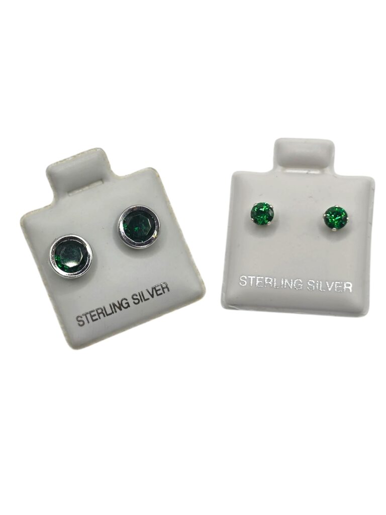 SILVER GREEN EARRINGS (1485)