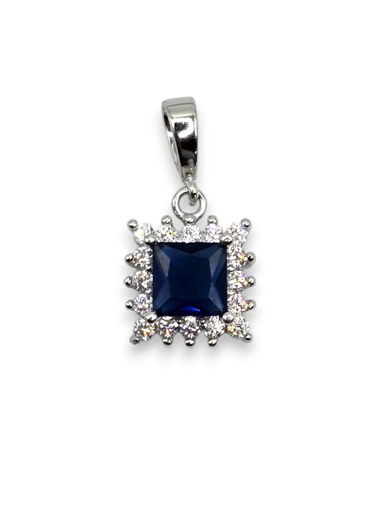 SILVER BLUE OMEGA BACK EARRINGS (1459)