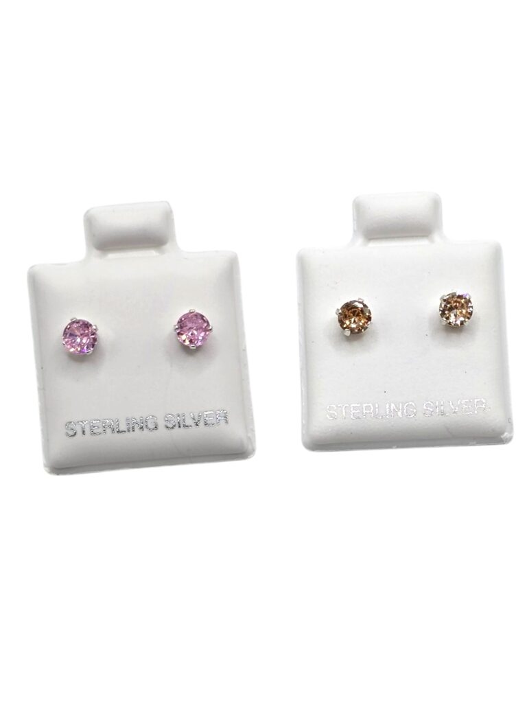 SILVER SOLITAIRE STUD EARRINGS (1478)