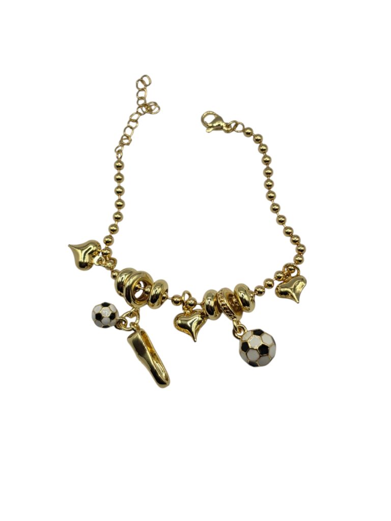 COPPER SOCCER CHARM BRACELET 6-8 INCH (55555)